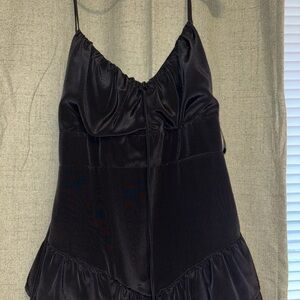 Forever 21 Black Satin Tiered Slip Dress